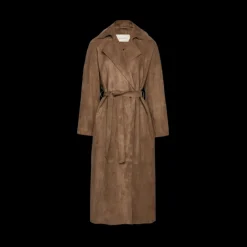 Manteau portefeuille MAGDA BUTRYM cuir mouton daim beige avec ceinture