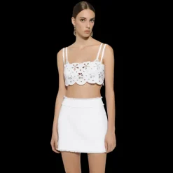 Mini jupe DOLCE GABBANA tweed coton raschel blanc