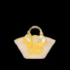 Mini panier petit cabas DOLCE & GABBANA Kendra paille DG jaune anse majolica
