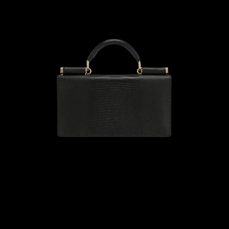 Mini sac pochette DOLCE & GABBANA cuir veau imprimé iguane noir