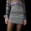 Minijupe droite MISSONI à paillettes zigzag multicolore