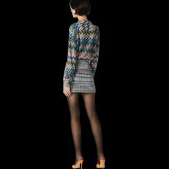 Minijupe droite MISSONI à paillettes zigzag multicolore