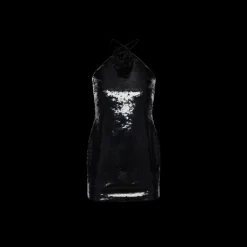 Mini-robe ras du cou lien fleur MAGDA BUTRYM à sequins noir