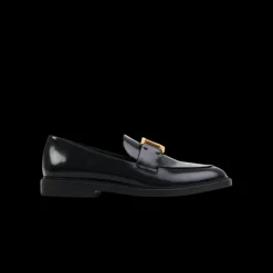 Mocassins CHLOE Marcie cuir veau glacé noir boucle doré