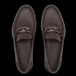 Mocassins FENDI cuir grainé marron Fendi O’Lock