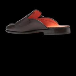Mules SANTONI à boucles cuir marron chocolat