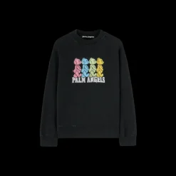 PALM ANGELS Sweat-shirt col rond Crossroads Bears coton noir oursons multicolores