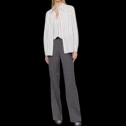 Pantalon ALBERTA FERRETTI flanelle extensible rayures gris