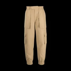 Pantalon ALEXANDER MCQUEEN cargo voile coton beige taille bas élastique poches