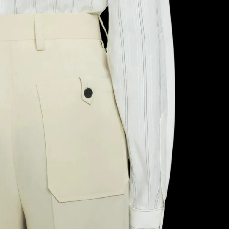 Pantalon ample LANVIN laine beige mastic