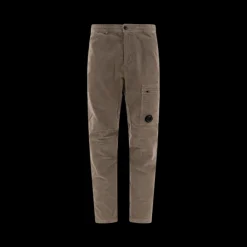 Pantalon cargo CP COMPANY en coton velours côtelé taupe beige poche lentille