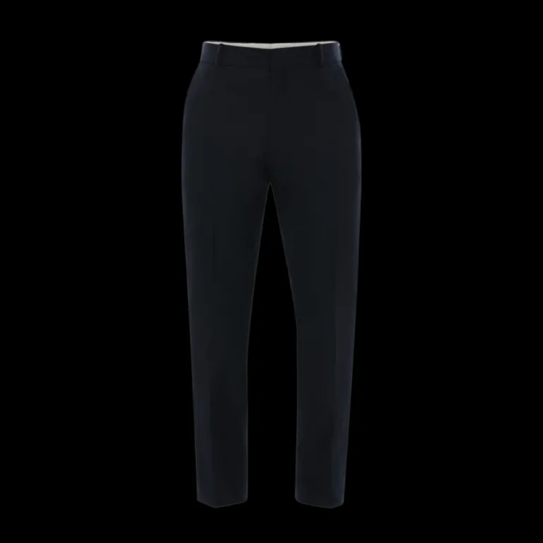 Pantalon Cigarette ALEXANDER MCQUEEN Ajusté coton bleu marine bouton métal
