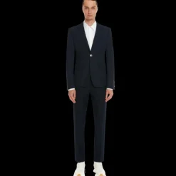 Pantalon Cigarette ALEXANDER MCQUEEN Ajusté coton bleu marine bouton métal