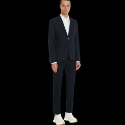 Pantalon Cigarette ALEXANDER MCQUEEN Ajusté coton bleu marine bouton métal