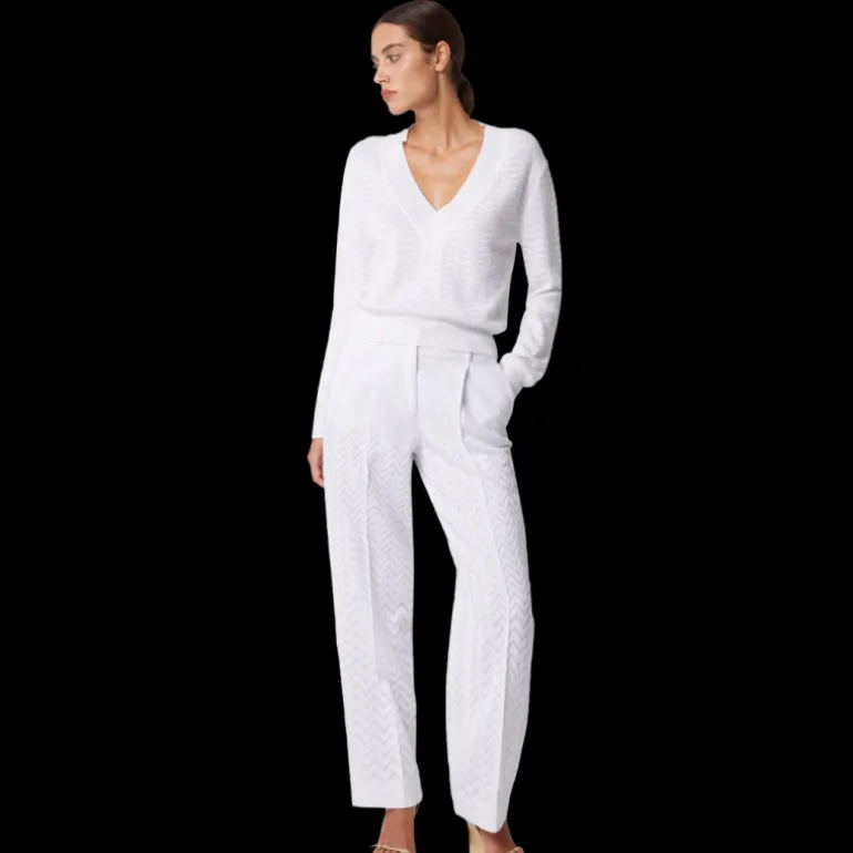Pantalon classique MISSONI finition raschel chevrons blanc