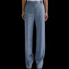 Pantalon de costume BARBARA BUI droit lin coton bleu jean