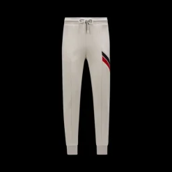 pantalon de survêtement MONCLER coton mélangé beige bordure tricolore