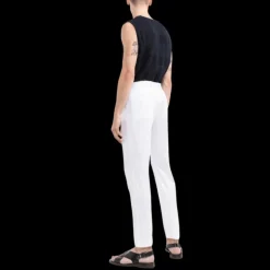 Pantalon DOLCE & GABBANA costume coton blanc 4 poches logo DG argent