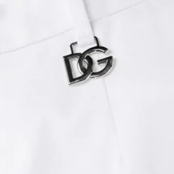 Pantalon DOLCE & GABBANA costume coton blanc 4 poches logo DG argent