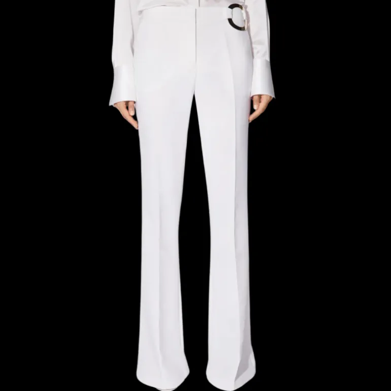 Pantalon Flare BARBARA BUI crêpe blanc boucle argent