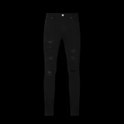 Pantalon jean AMIRI thrasher cuir noir