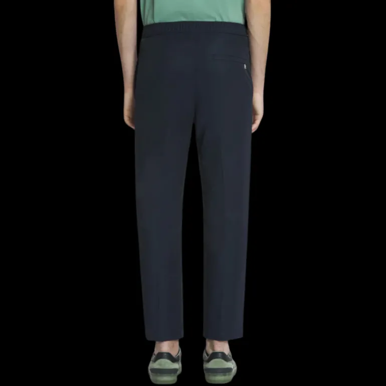 Pantalon LANVIN taille élastique coton technique bleu marine