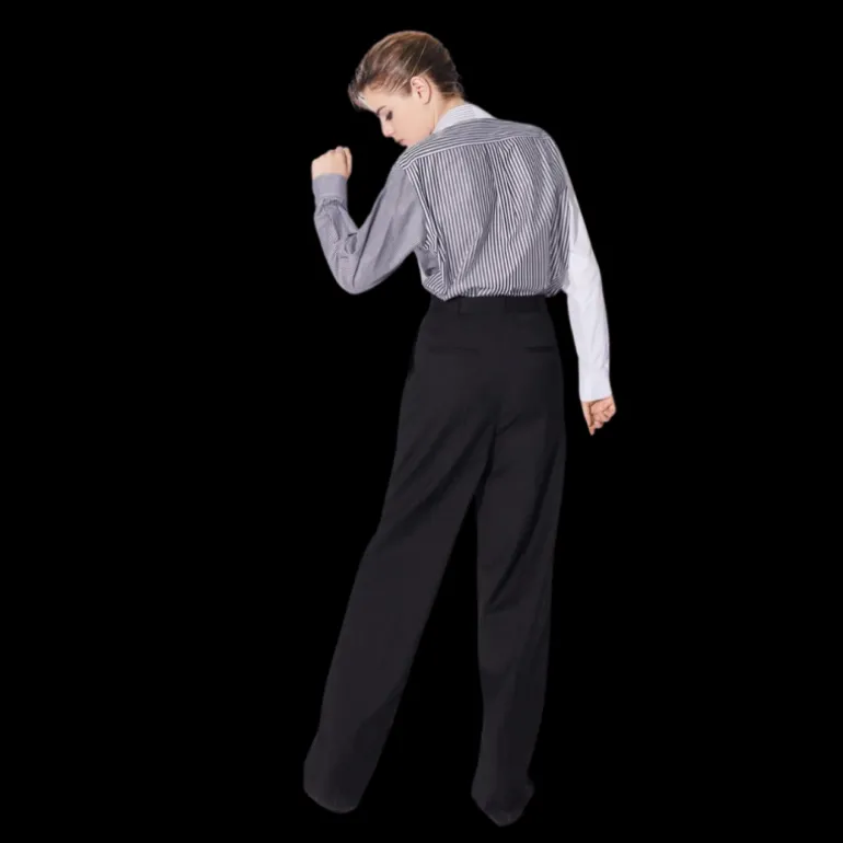 Pantalon large BARBARA BUI droit laine stretch noir