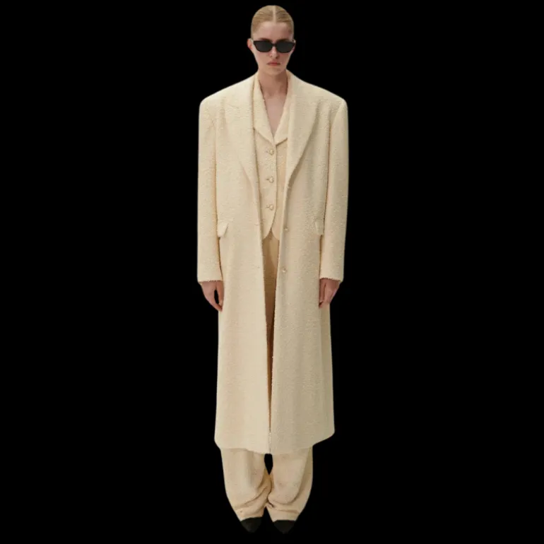 Pantalon large MAGDA BUTRYM bouclé viscose écru