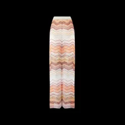 Pantalon MISSONI Palazzo viscose doré chevrons lamé sequins orange