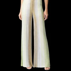 Pantalon MISSONI Palazzo viscose lamé argent rayure vert bleu paillettes