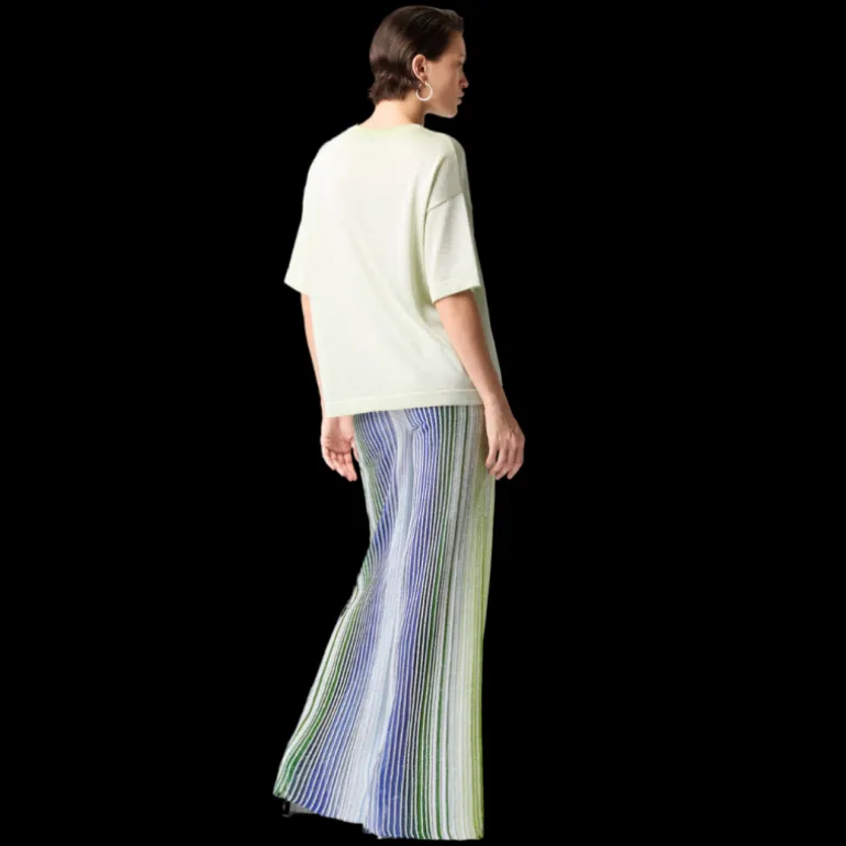 Pantalon MISSONI Palazzo viscose lamé argent rayure vert bleu paillettes