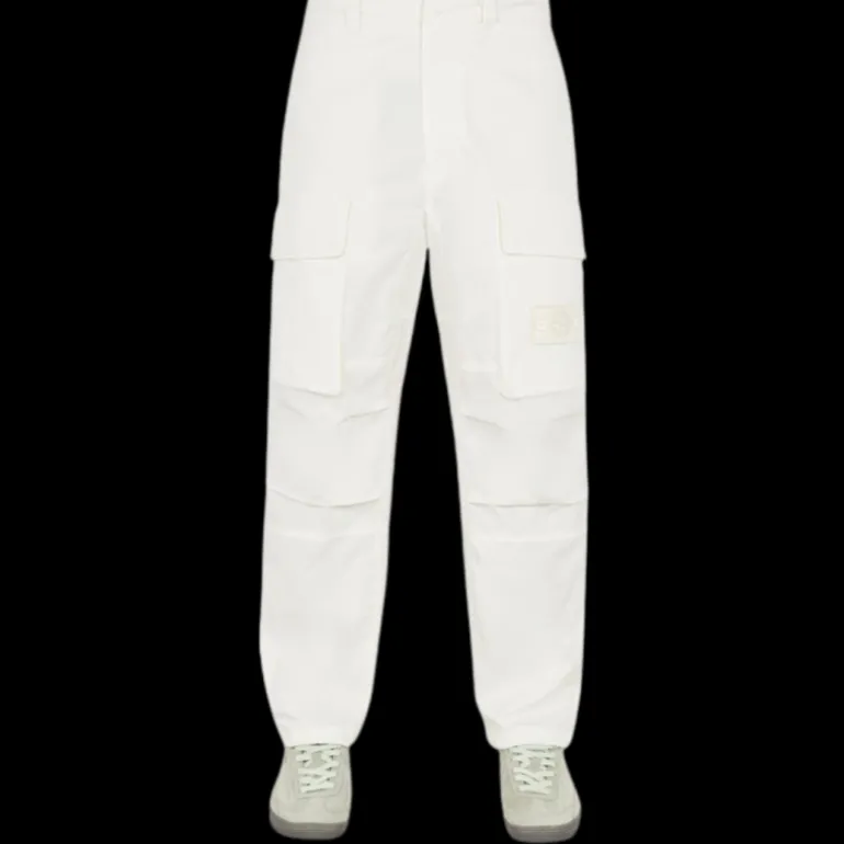 Pantalon STONE ISLAND GHOST PIECE cargo toile coton blanc
