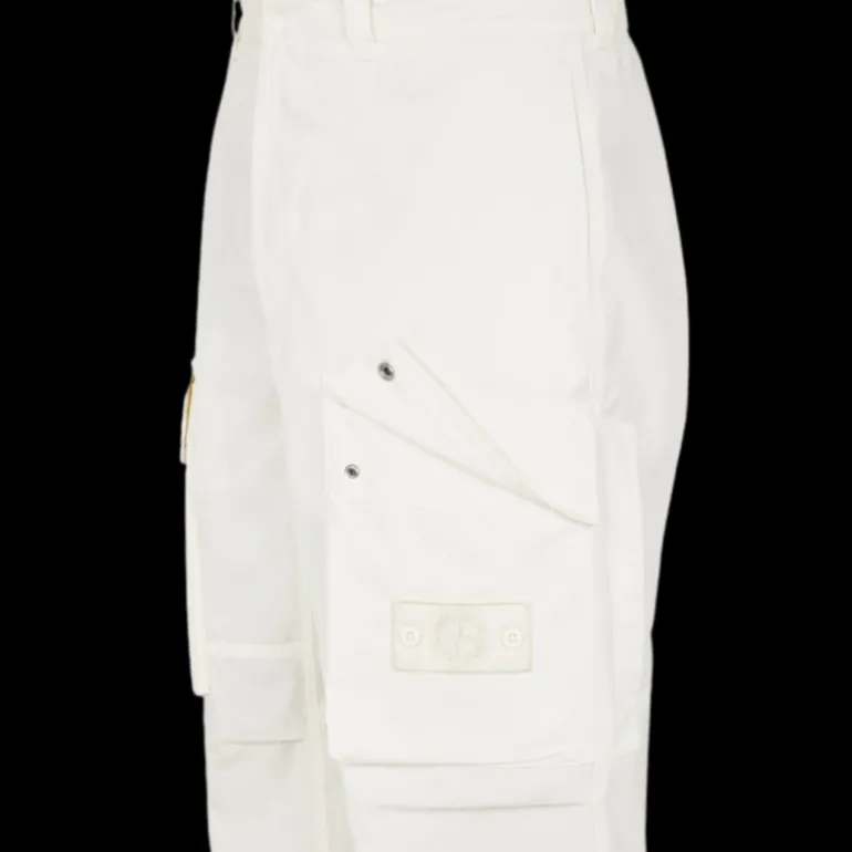 Pantalon STONE ISLAND GHOST PIECE cargo toile coton blanc