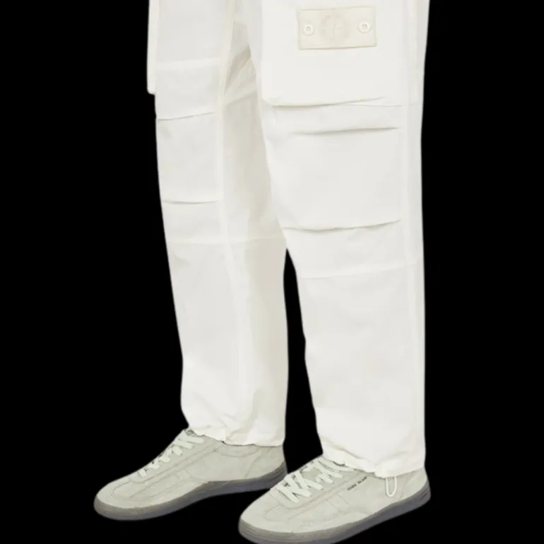 Pantalon STONE ISLAND GHOST PIECE cargo toile coton blanc
