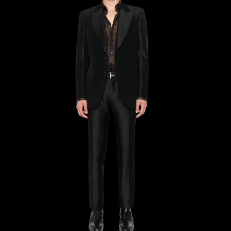 Pantalon TOM FORD Dyllan mélange laine mohair soie noir