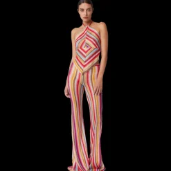 Pantalon évasé MISSONI crochet rayé rouge