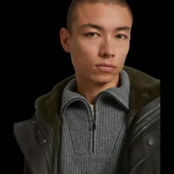 Parka à capuche YVES SALOMON gabardine noir intérieur vison