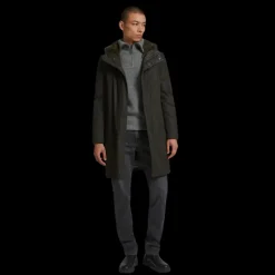 Parka à capuche YVES SALOMON gabardine noir intérieur vison