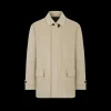 Parka BRIONI cachemire beige doublé col chemise patte cuir