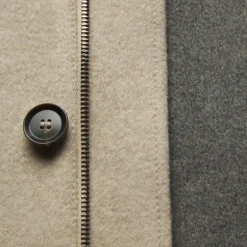 Parka BRIONI cachemire beige doublé col chemise patte cuir