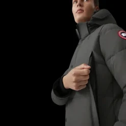 Parka CANADA GOOSE Wyndham capuche amovible nylon matelassé gris