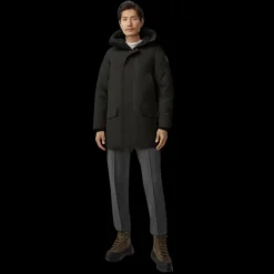 Parka capuche CANADA GOOSE Langford laine noire logo noir