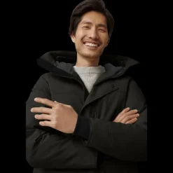 Parka capuche CANADA GOOSE Langford laine noire logo noir