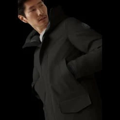 Parka capuche CANADA GOOSE Langford laine noire logo noir