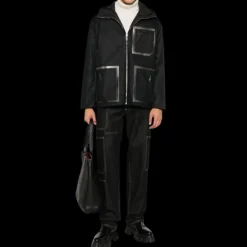 Parka FENDI coton noir toile réversible motif FF gris