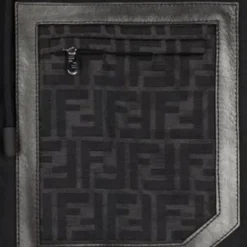 Parka FENDI coton noir toile réversible motif FF gris