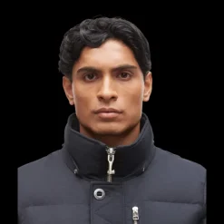 Parka MOOSE KNUCKLES 3Q Nylon bleu marine capuche fourrure noire