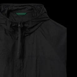 Parka veste longue zippée capuche LACOSTE nylon noir déperlant logo croco