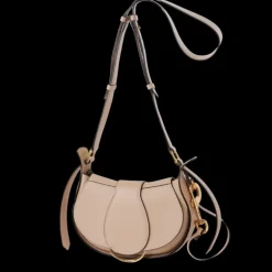 Petit sac bandoulière CHLOE Ride demi lune cuir lisse beige rosé