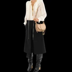 Petit sac bandoulière CHLOE Ride demi lune cuir lisse beige rosé